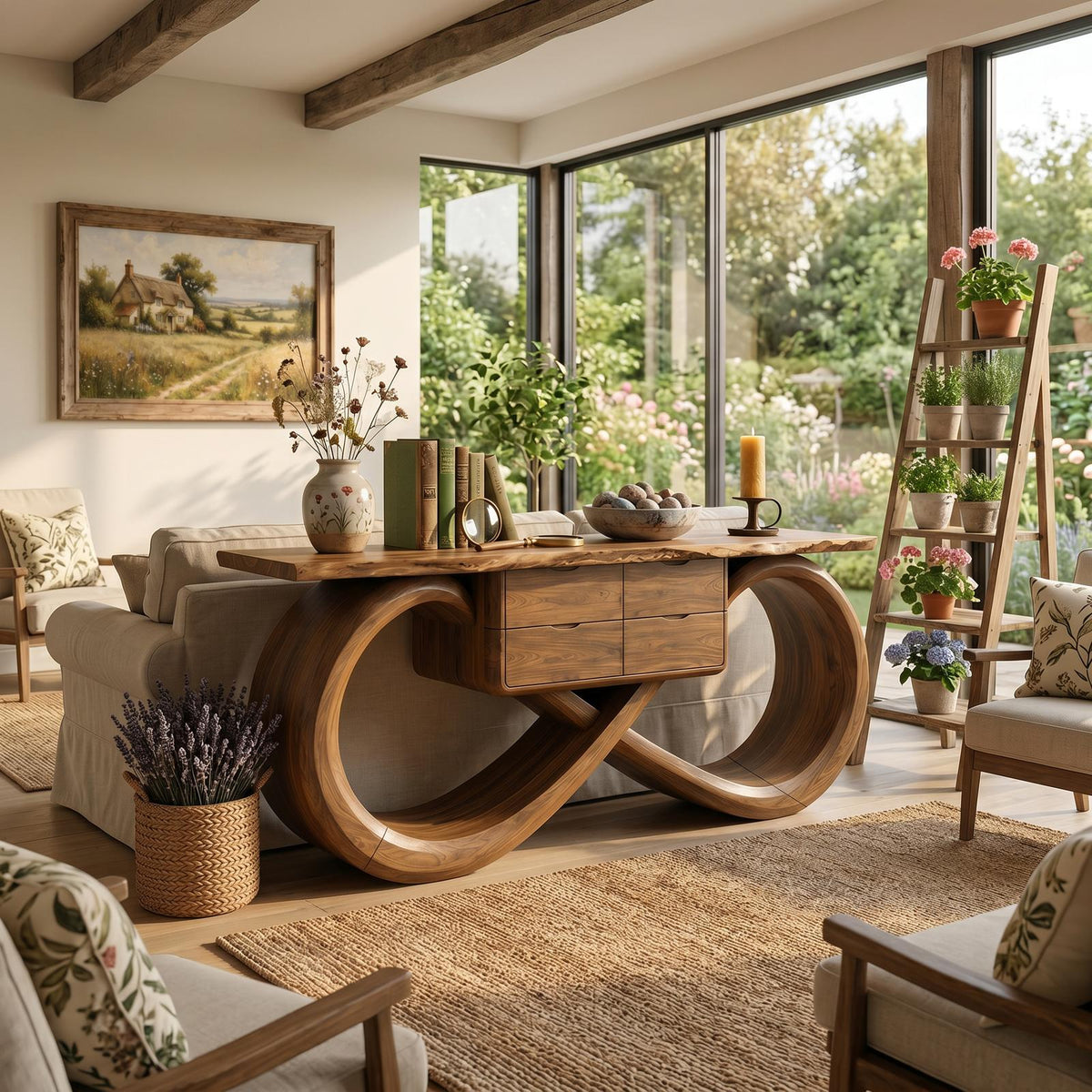 Organic Sculptural Console Table Contemporary Hallway