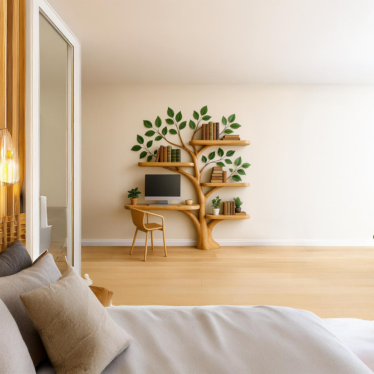 Tree Bookshelf Desk Mid Century Living Bedroom