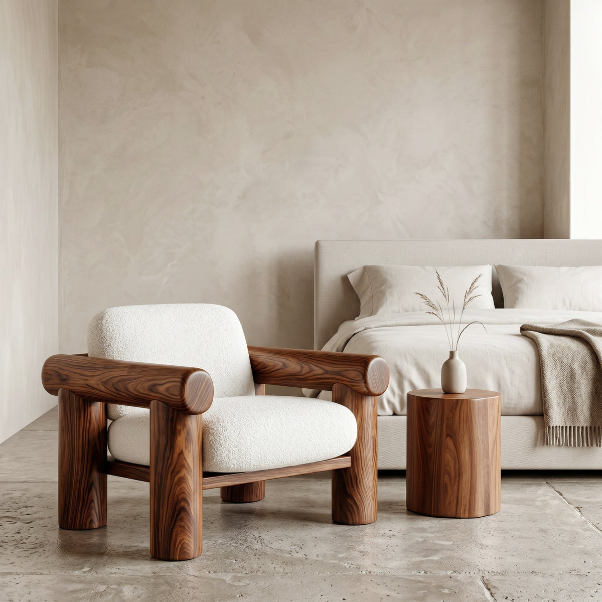 Organic Barrel Frame Armchair For Living Room