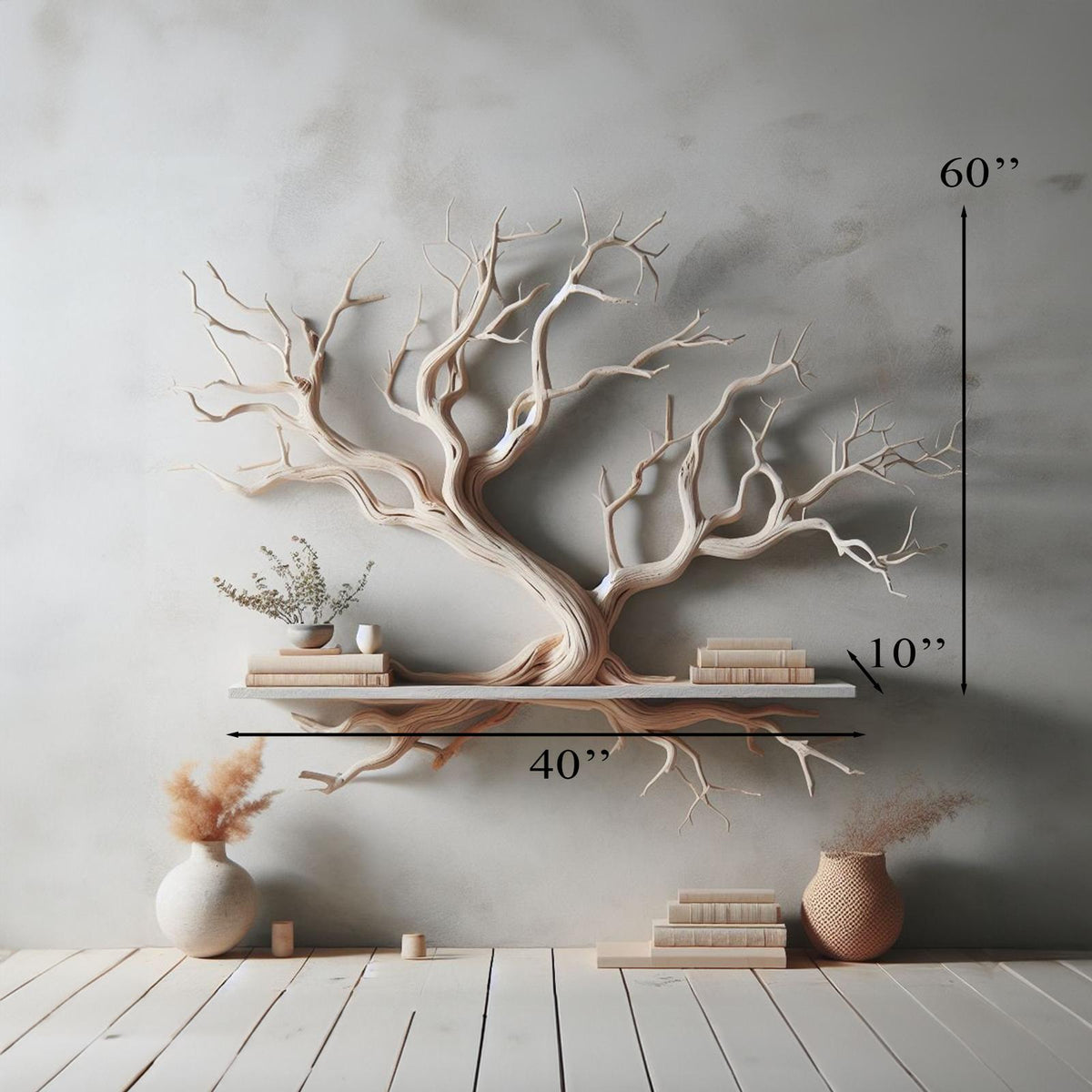 Tree Branch Floating Shelf Driftwood Mini Bookcase