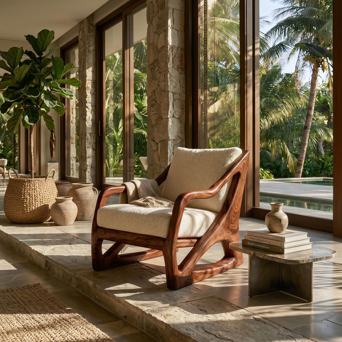Modern Organic Wooden Armchair Luxury Living Space SILDTTRCHR020
