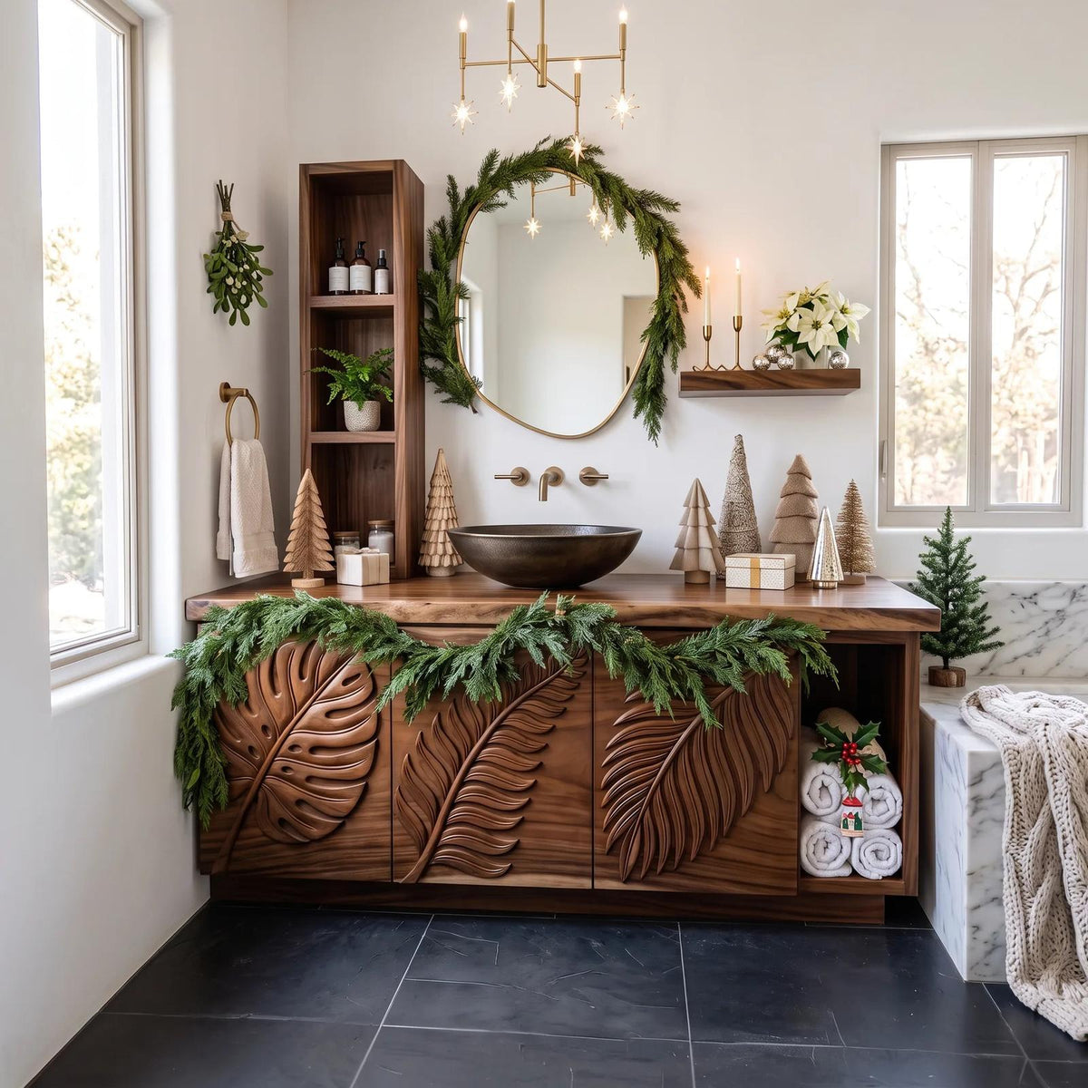 Handcrafted Rustic Xmas Bathroom Vanity Mountain Retreat