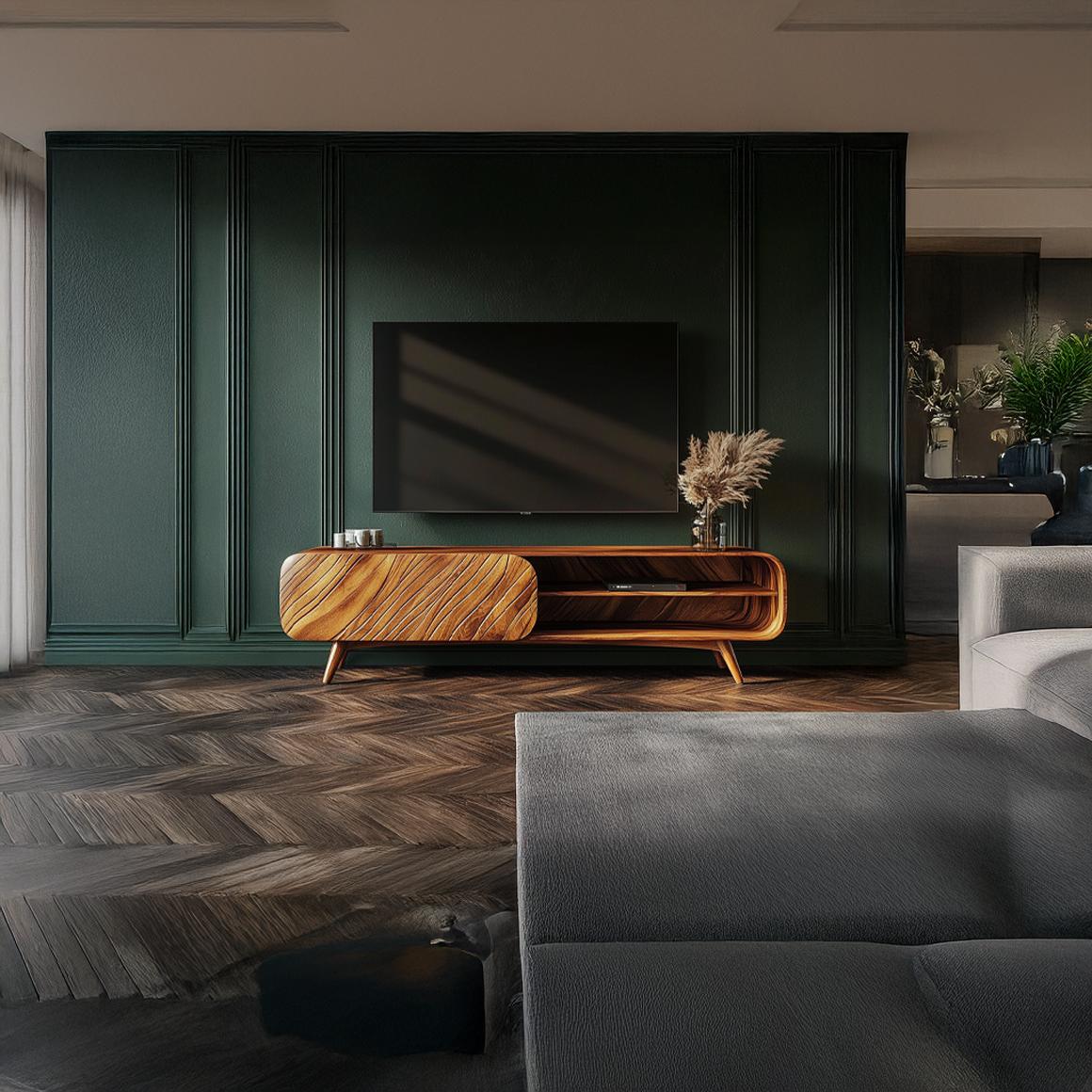 Organic Modern Wooden TV Stand Living Room Interior Decorative Storage