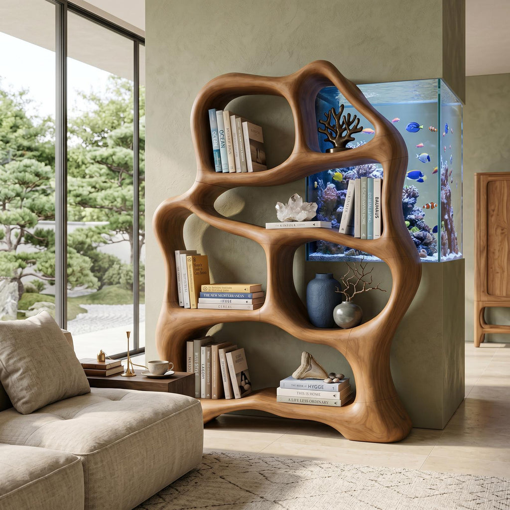 Organic Flow Bookcase For Cozy Reading Corner