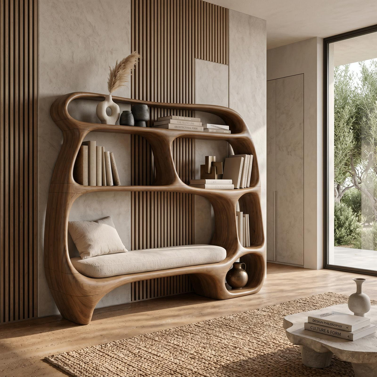 Contemporary Organic Bookshelf For Modern Living Room SILDTTNBS035