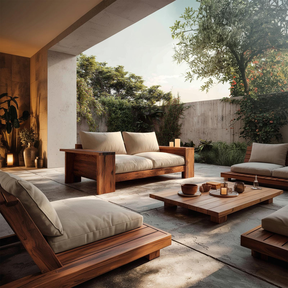 Rustic Solid Wood Sofa Living Room Minimalist Wooden Couch Interior Decor