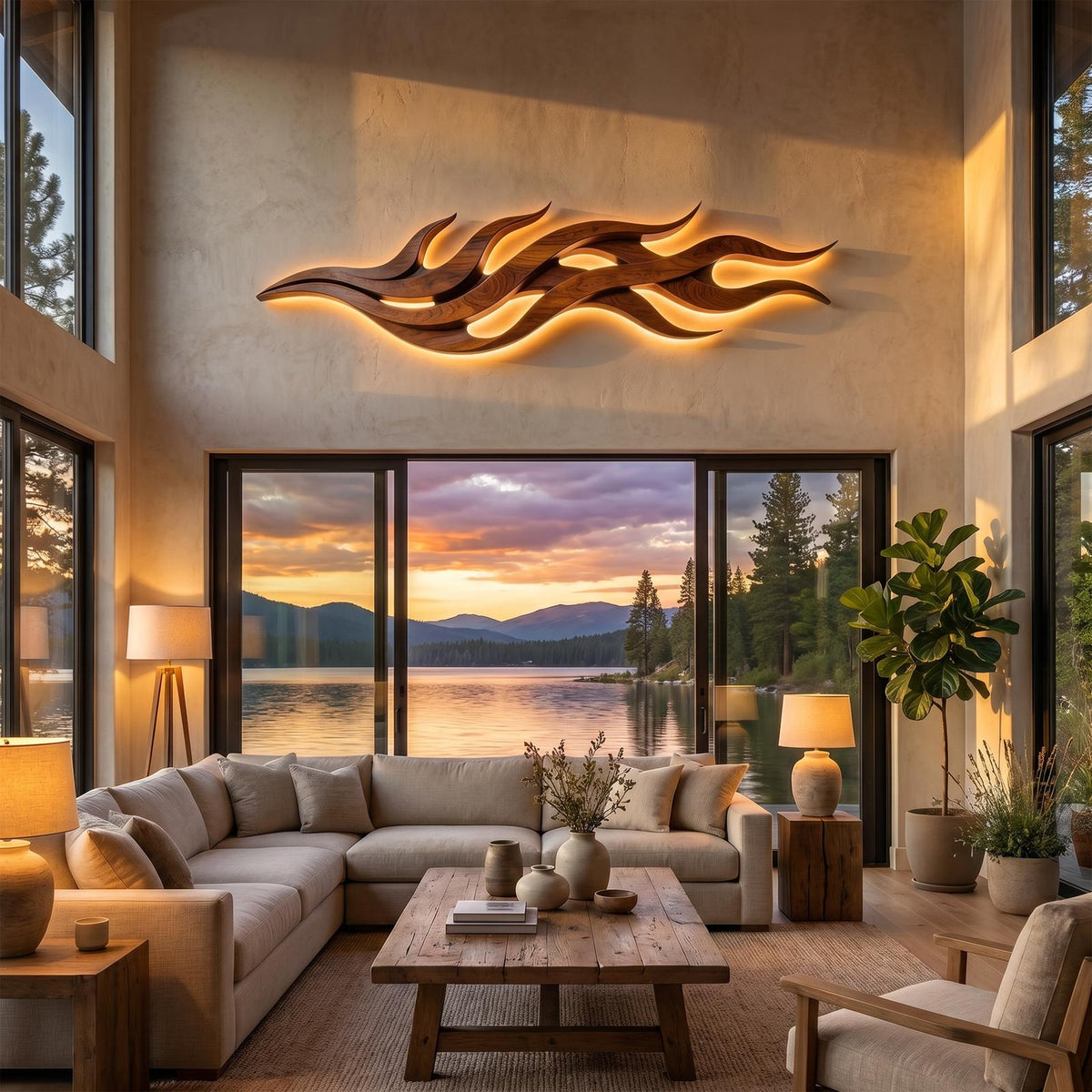 Contemporary Dimensional Wood Wall Art, Modern 3D Abstract Wall Decor Panel for Executive Office and Boardroom