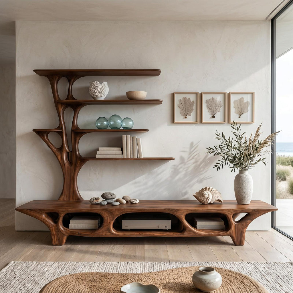 Modern TV Cabinet With Open Storage Compartment For Home Decor