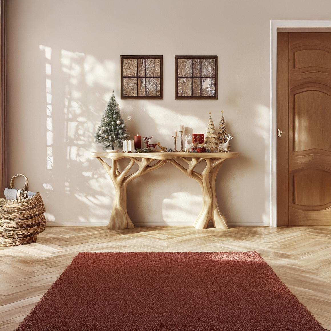 Rustic Organic Console Table, Handcrafted Live Edge Entryway Accent Table, Solid Wood Foyer Display