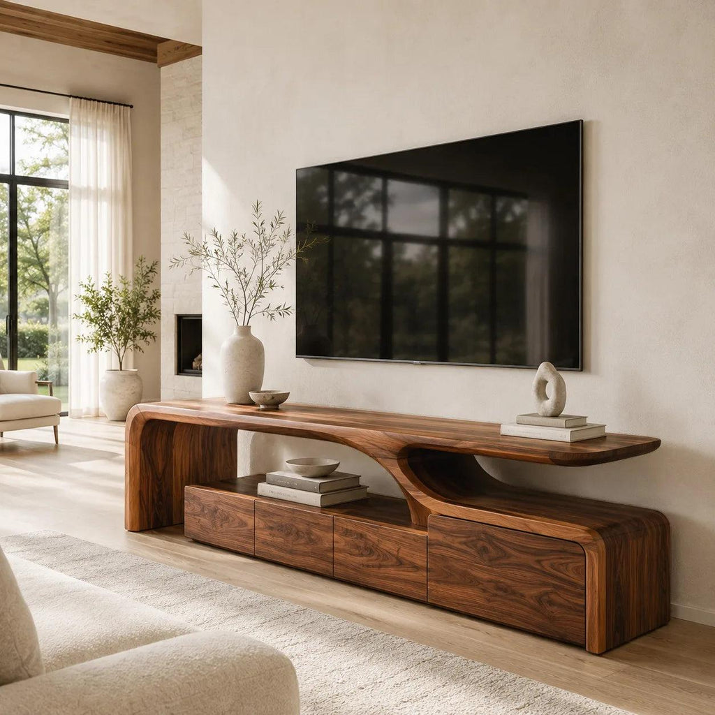 Contemporary Sculptural TV Console For Living Room