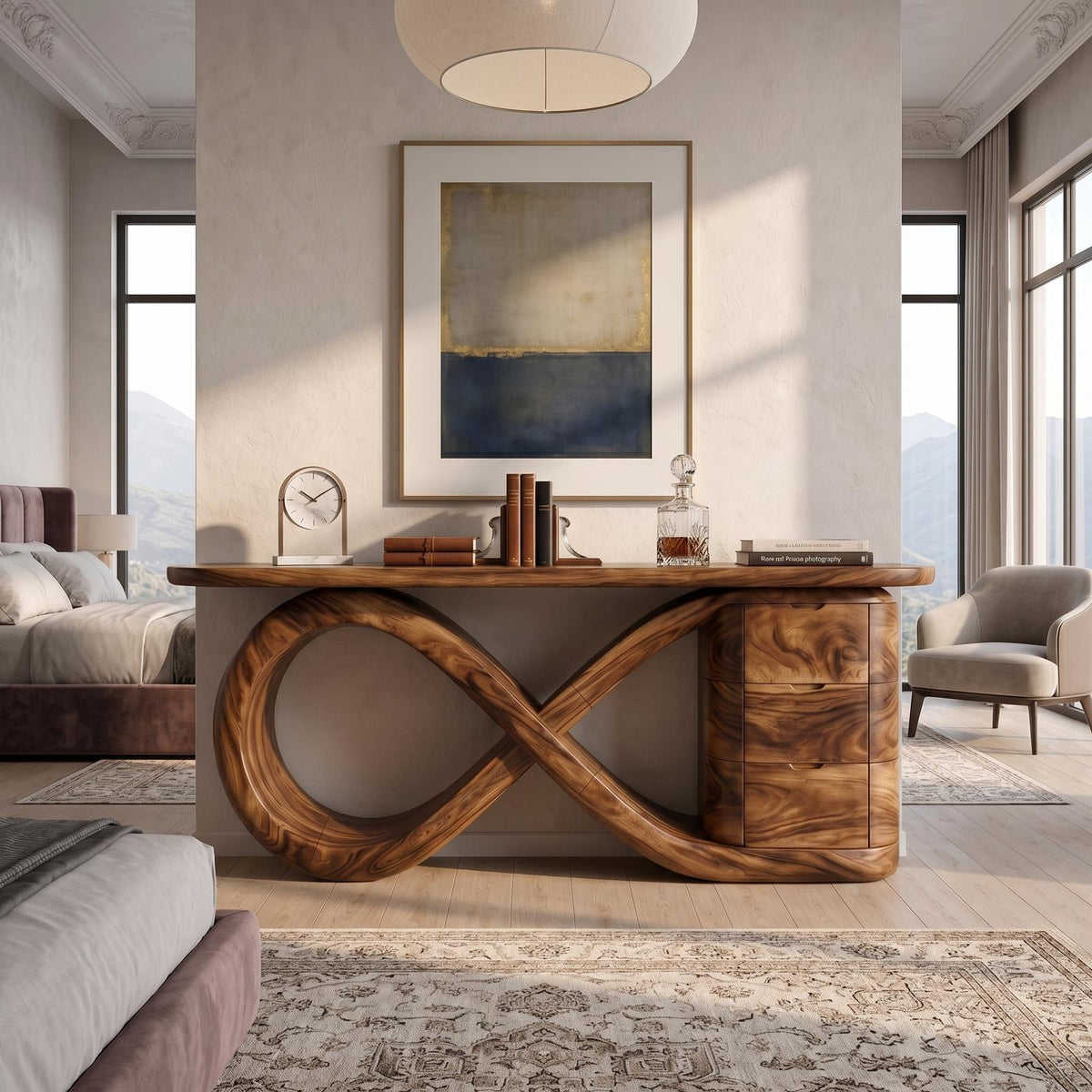 Modern Wave Base Console Table Luxury Bedroom
