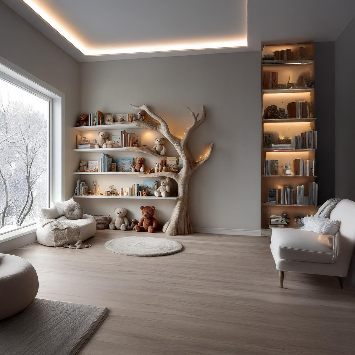 Midcentury Tree Bookcase Study Room Nursery