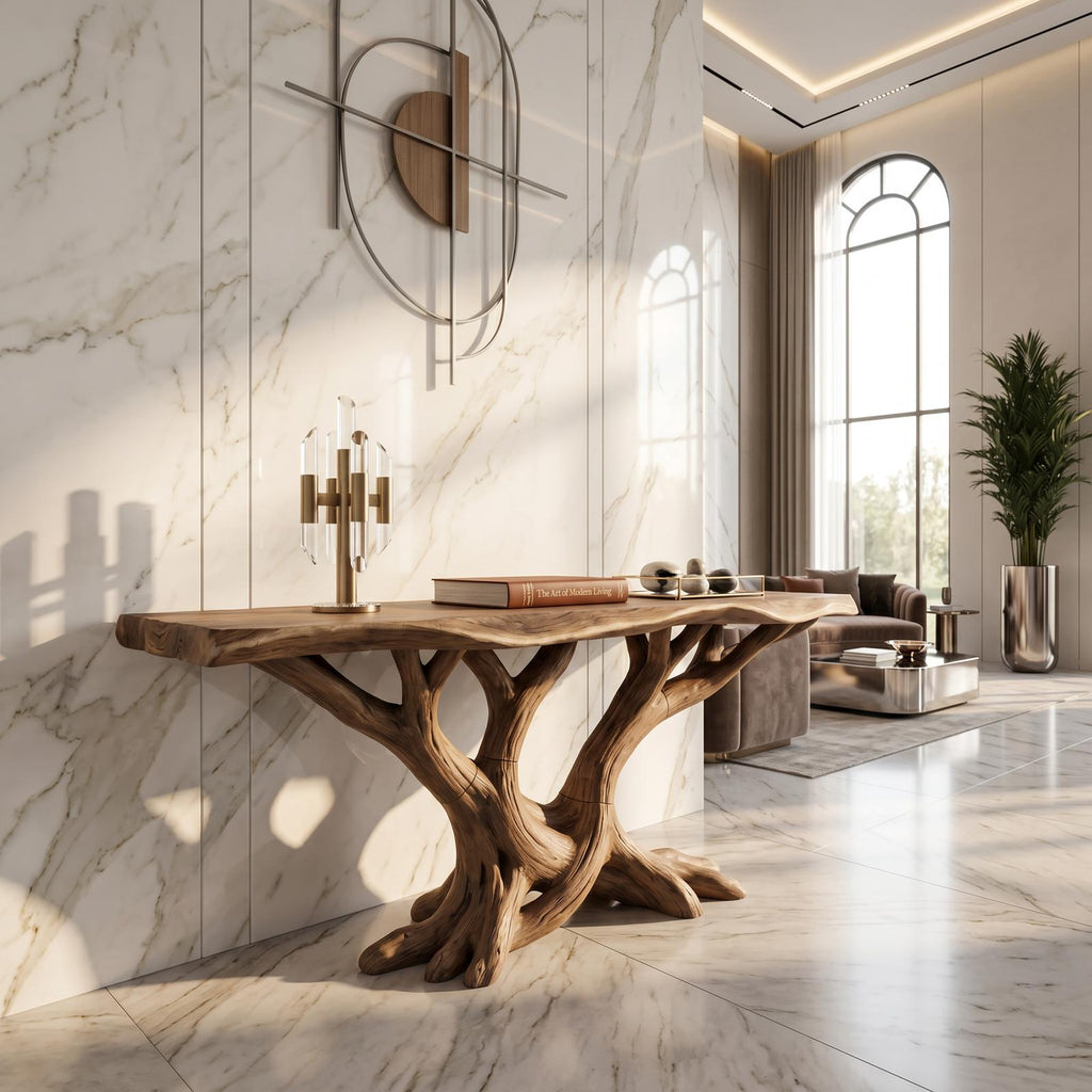 Organic Twisted Wood Console Table Contemporary Hallway