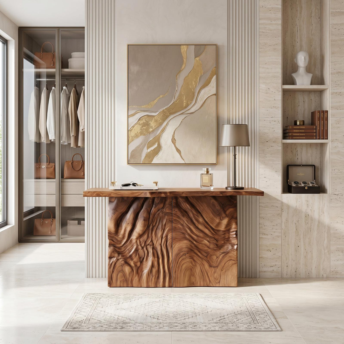 Modern Sculpted Base Display Table For Lounge Interior Space