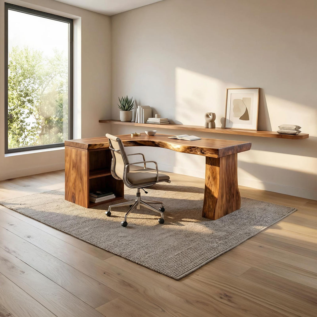 Modern L-Shaped Desk, Handcrafted Wooden Corner Computer Desk for Seamless Home Office Workspace
