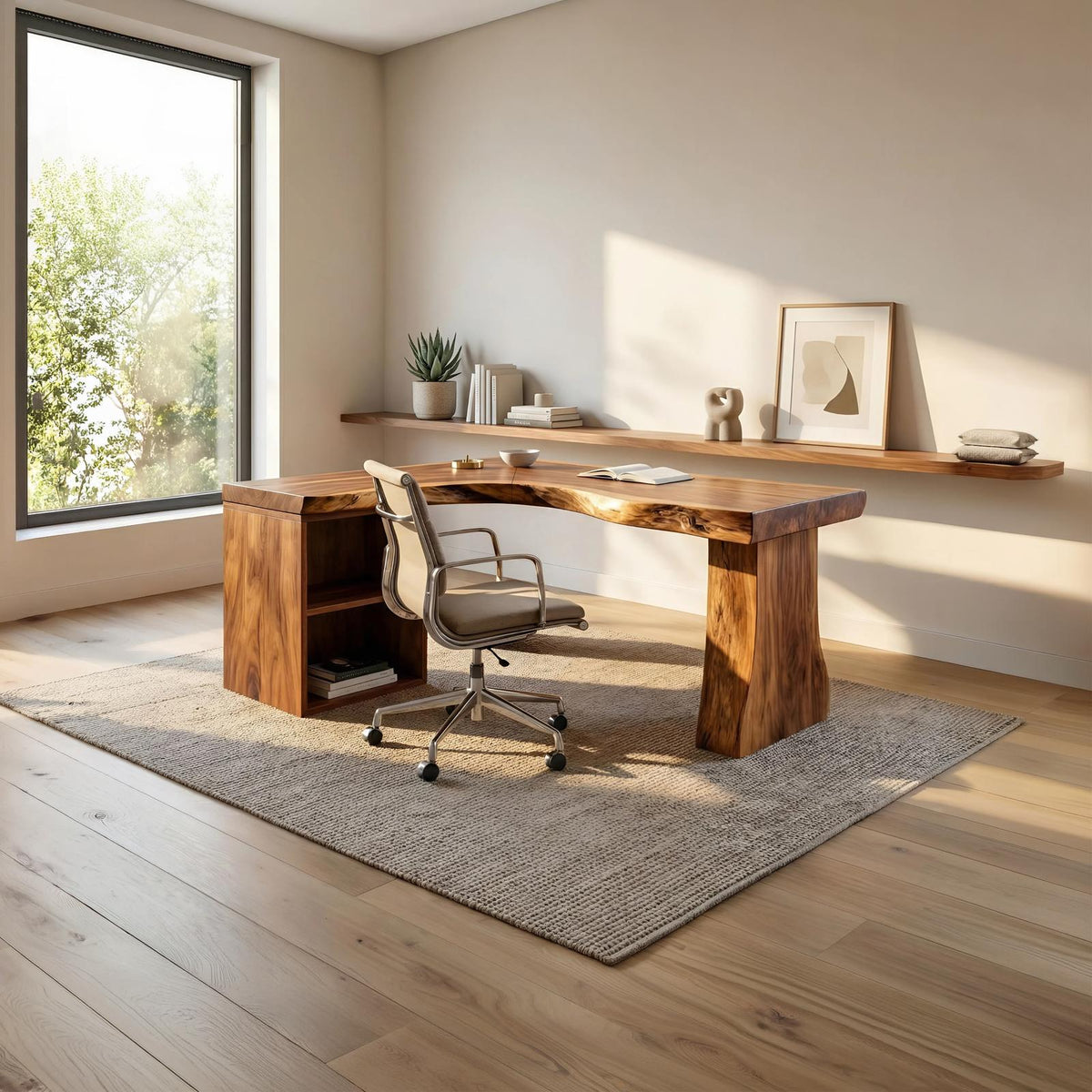 Modern L-Shaped Desk, Handcrafted Wooden Corner Computer Desk for Seamless Home Office Workspace