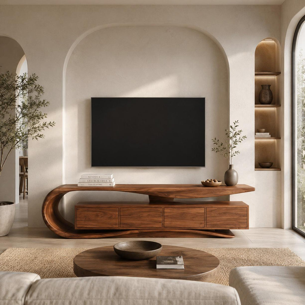 Contemporary Wave TV Console For Living Room