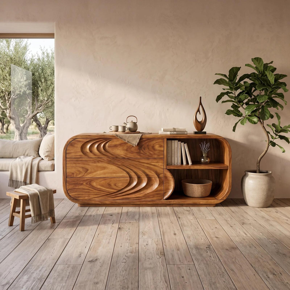 Modern Ripple Dresser For Cozy Bedroom Interior