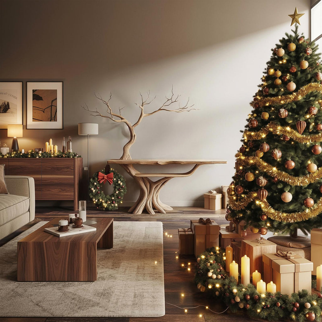 Rustic Tree Console Table, Sculptural Solid Wood Branch Base, Unique Entryway & Living Room Accent Table