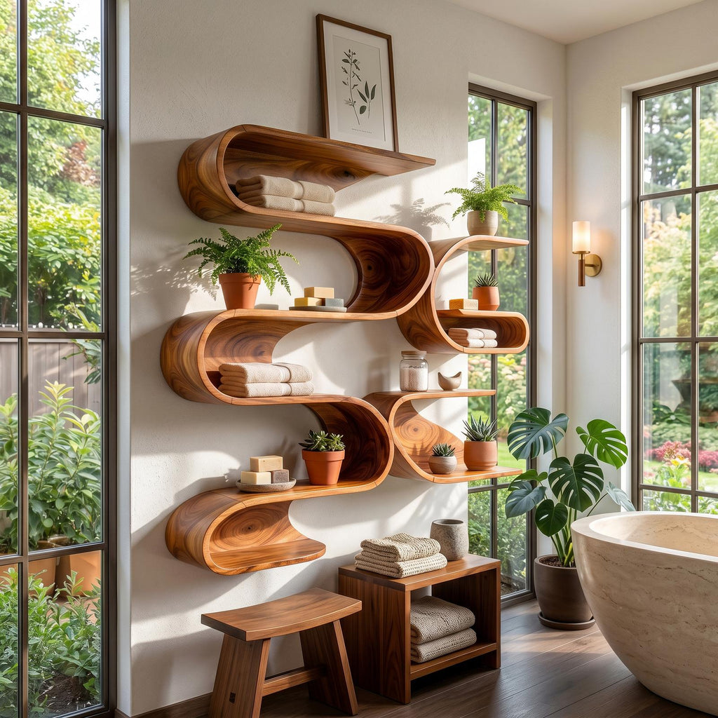 Organic Modern Wall Mounted Shelves for Bathroom