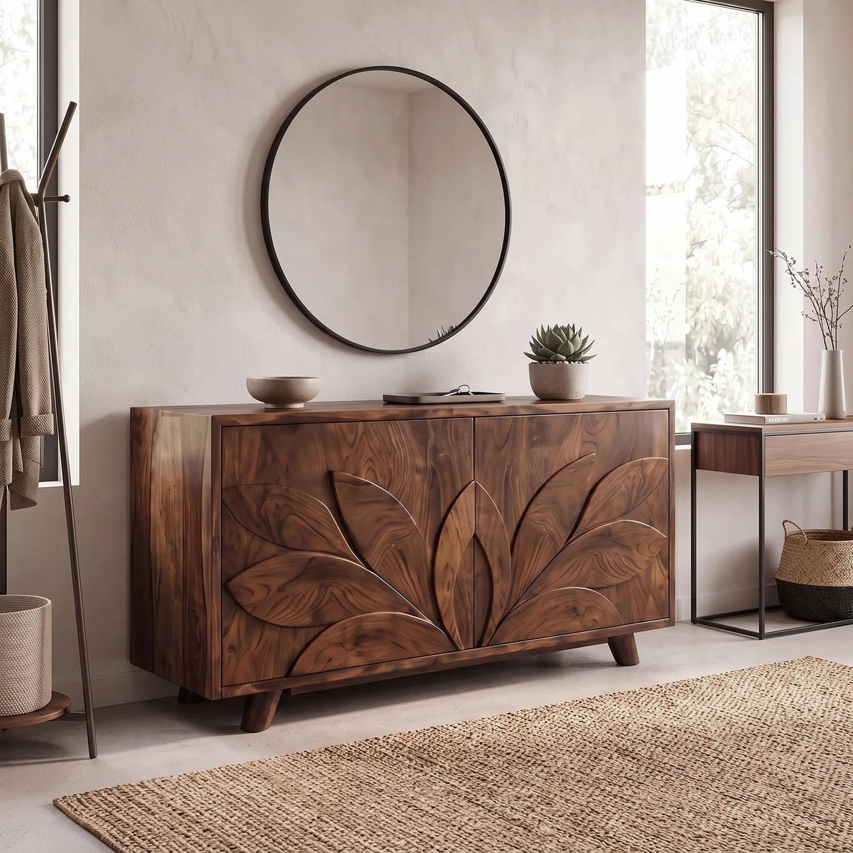 Organic Carved Sideboard Cabinet Living Room