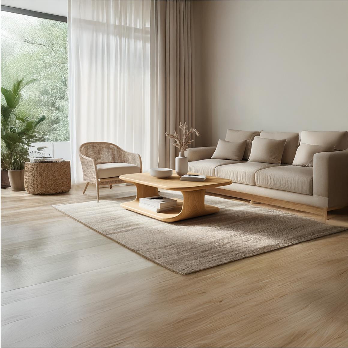 Scandinavian Modern Coffee Table, Solid Wood Curved Organic Centerpiece Table for Living Room, Lounge, Family Room