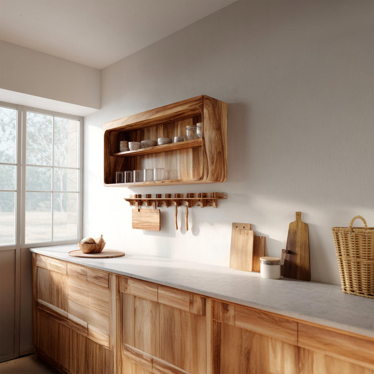 Rustic Wall Display Cabinet For Kitchen Or Dining Area