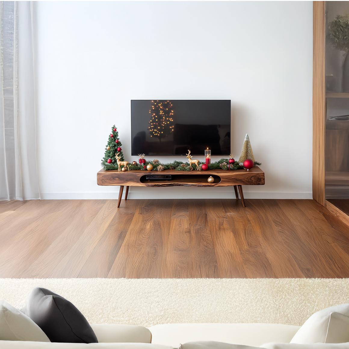 Mid-Century Wooden TV Stand, Modern Solid Hardwood Media Console, Low Profile Television Credenza for Living Room