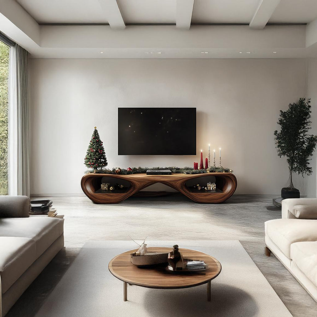 Rustic Wood TV Stand Console, Heavy Duty Media Credenza, Farmhouse Television Cabinet for Living Room & Bedroom