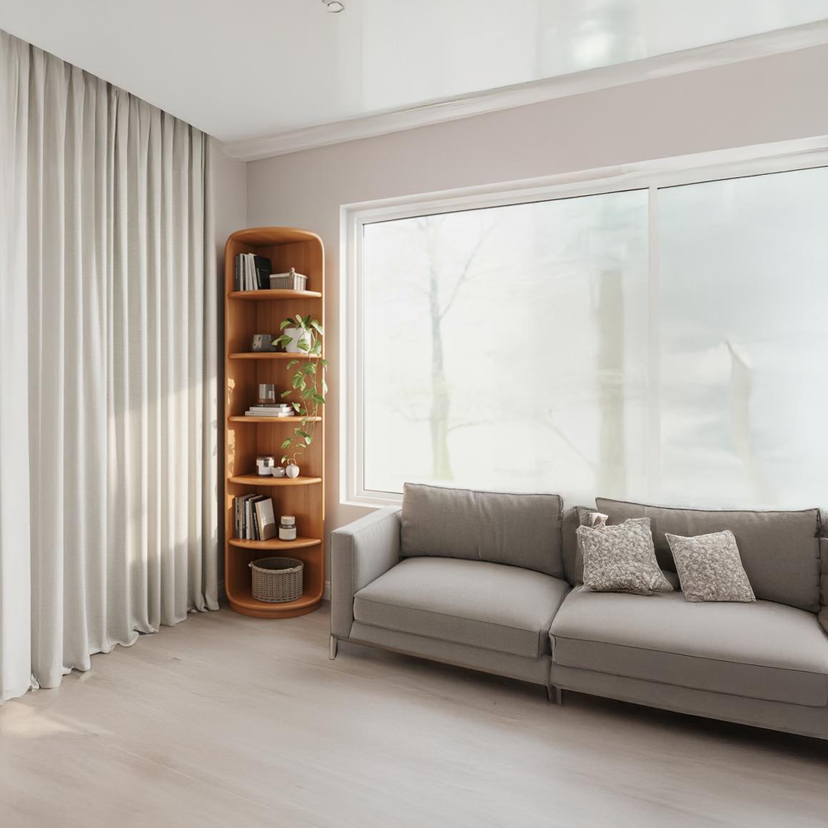 Scandinavian Wooden Corner Bookshelf Living Room Or Bedroom