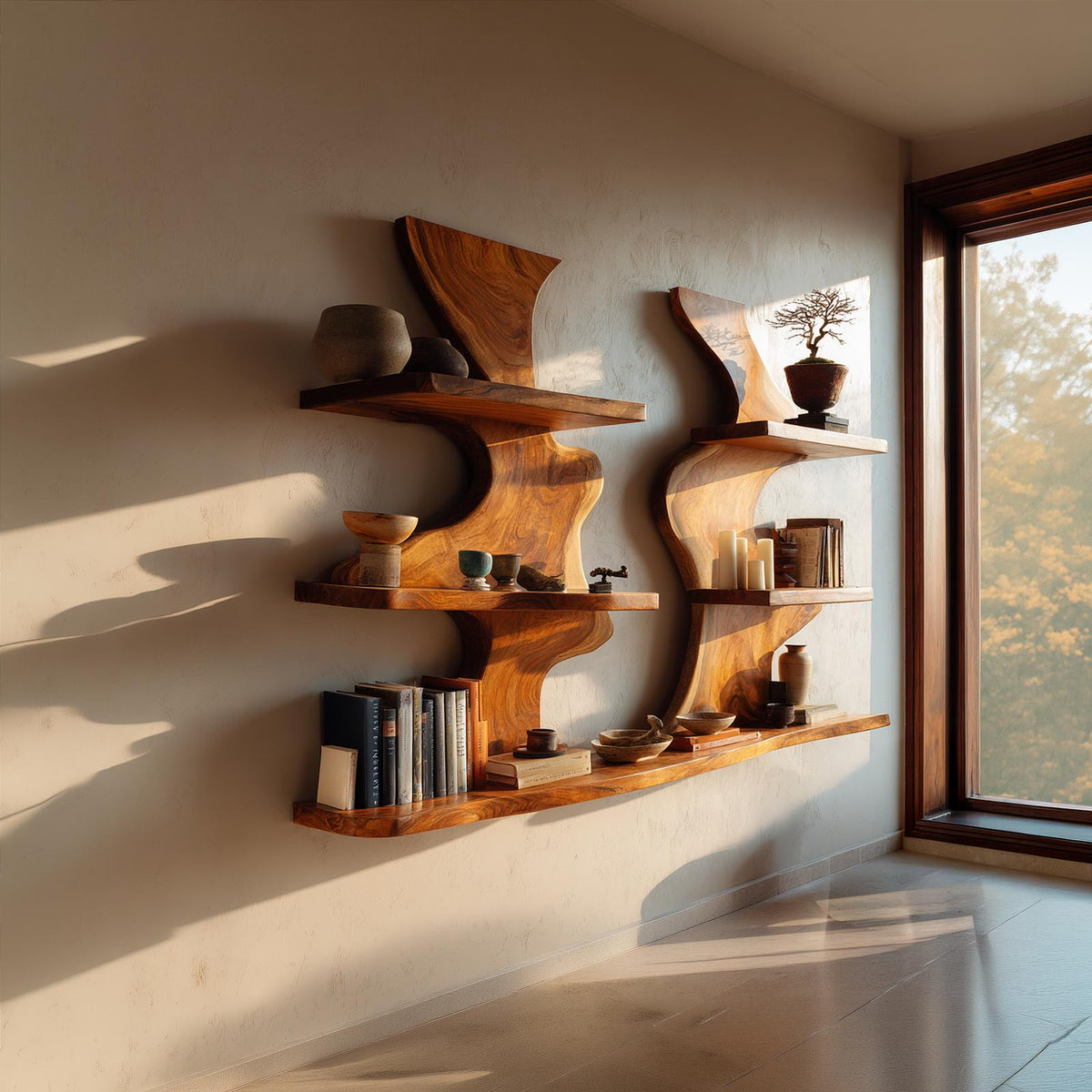 Organic Modern Decorative Wall Shelves for Living Room