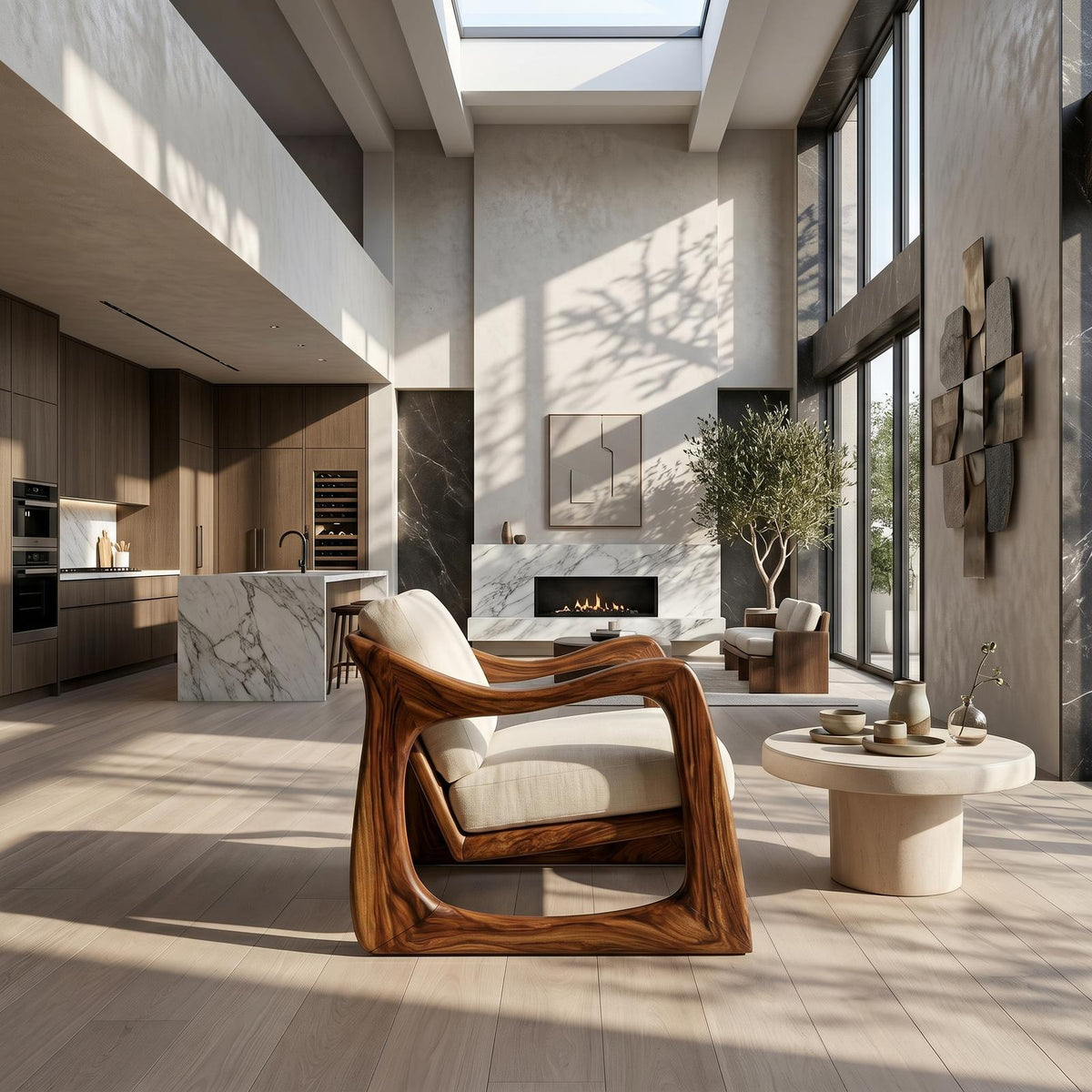 Coastal Luxury Accent Chair with Sculptural Wooden Craftsmanship SILDTTRCHR029
