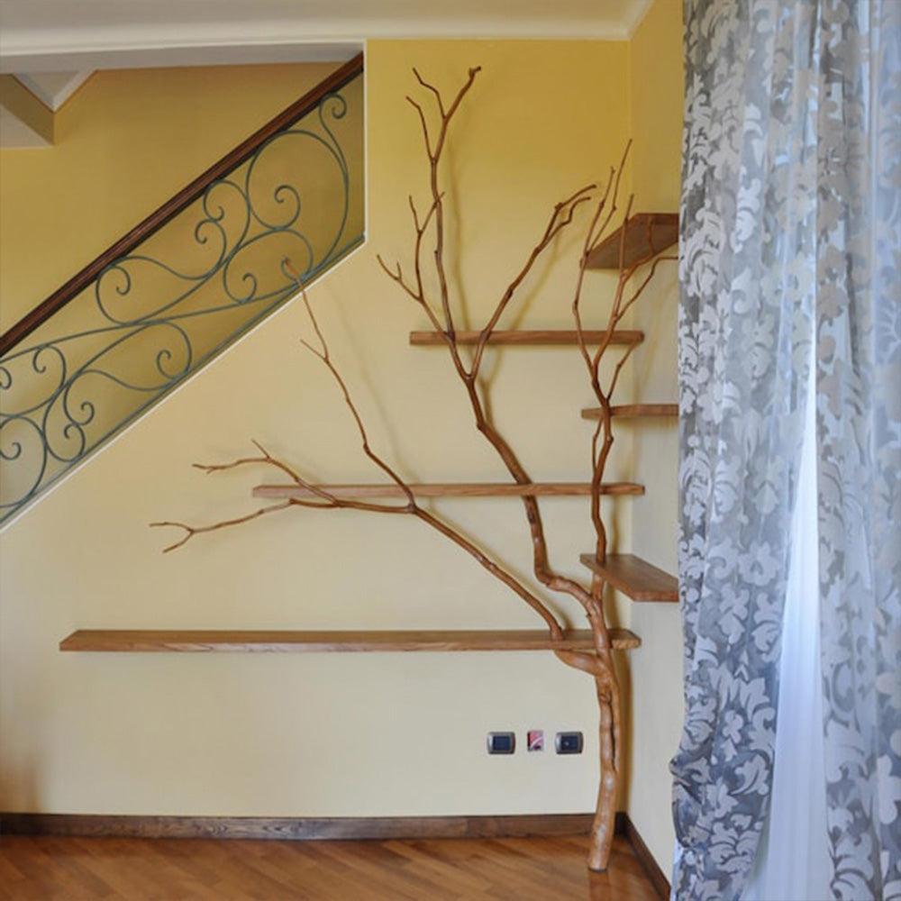 Natural Tree Branch Corner Shelf Wood Bookcase Wall Custom Cat Tree