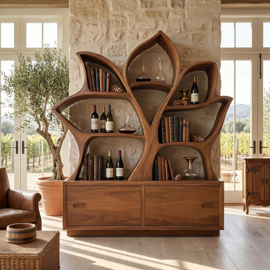 Mid Century Library Bookshelf For Contemporary Living Room
