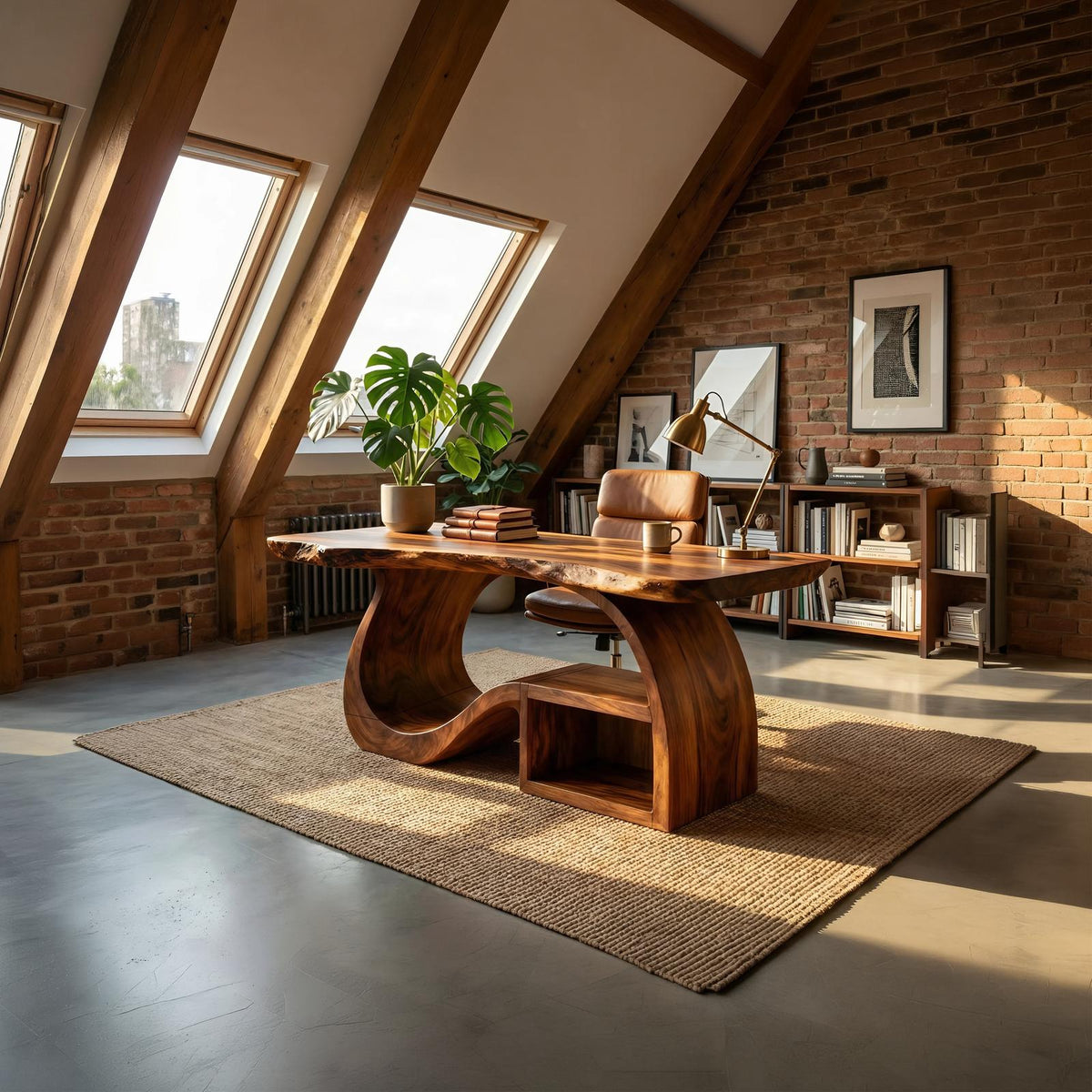 Mid Century Writing Desk, Handcrafted Solid Wood Computer Desk & Workstation for Refined Home Office
