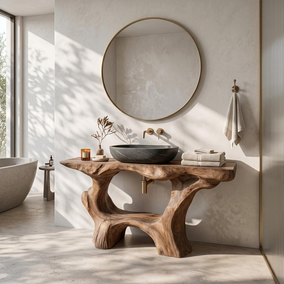 Farmhouse Solid Wood Vanity For Rustic Bathroom