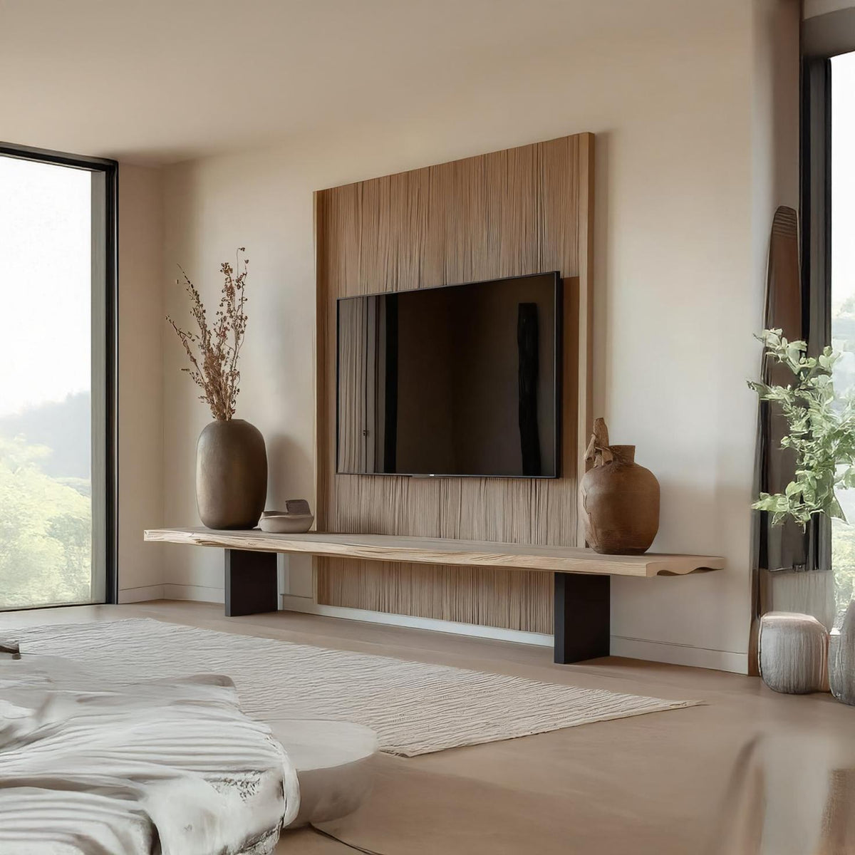 Rustic TV Console Live Edge Living Room