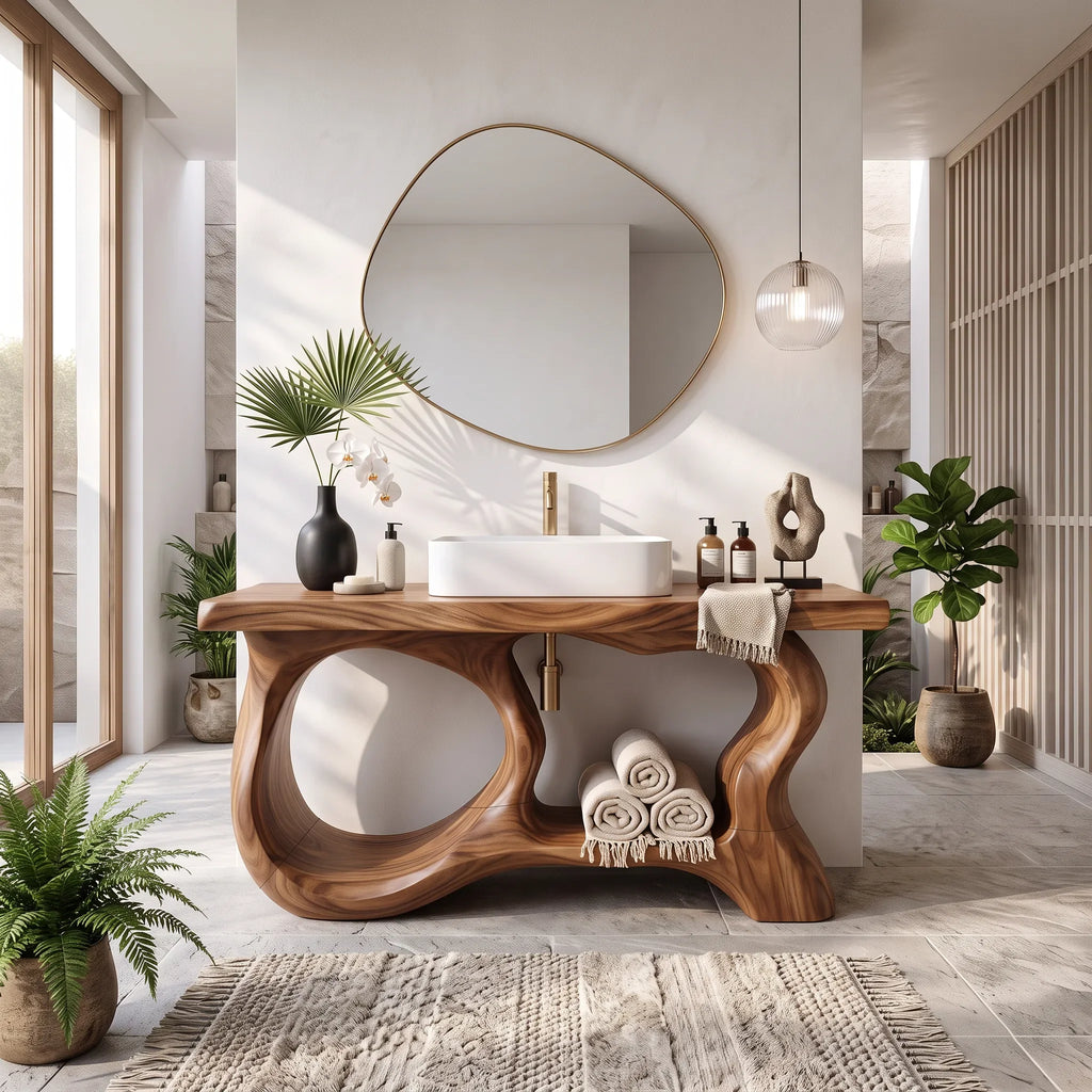 Organic Sculptural Bathroom Vanity Coastal Bathroom