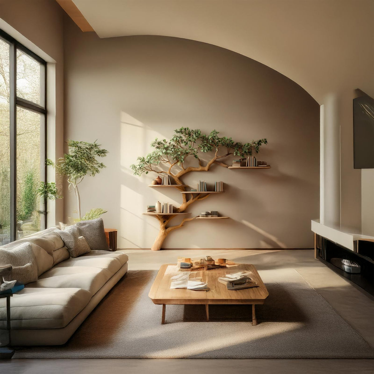 Midcentury Tree Bookshelf Living Bedroom