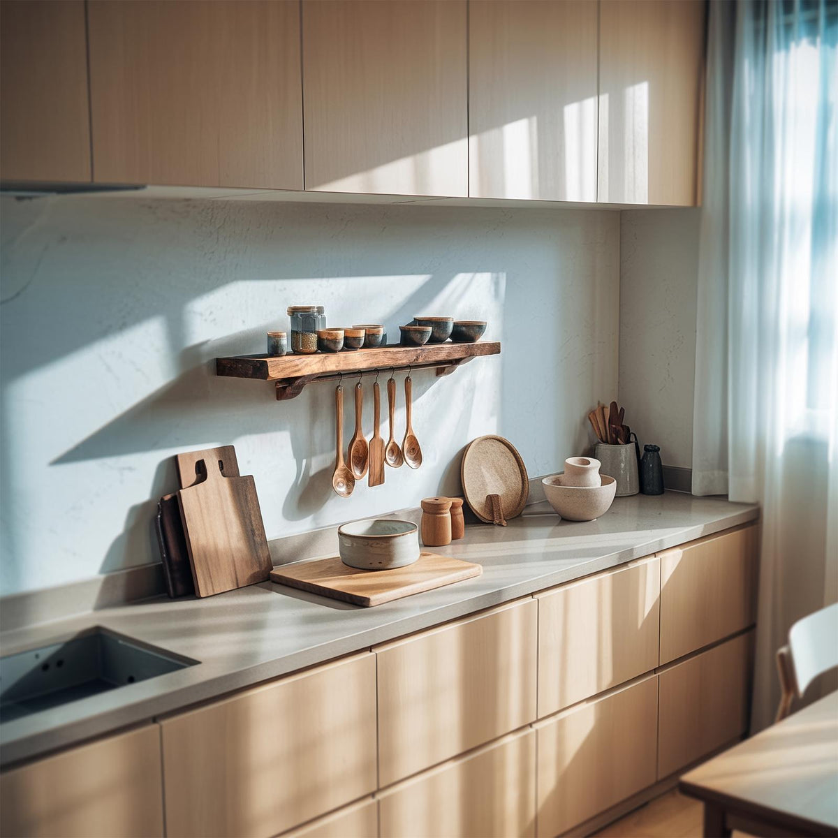 Rustic Wall Storage Organizer Shelf For Kitchen