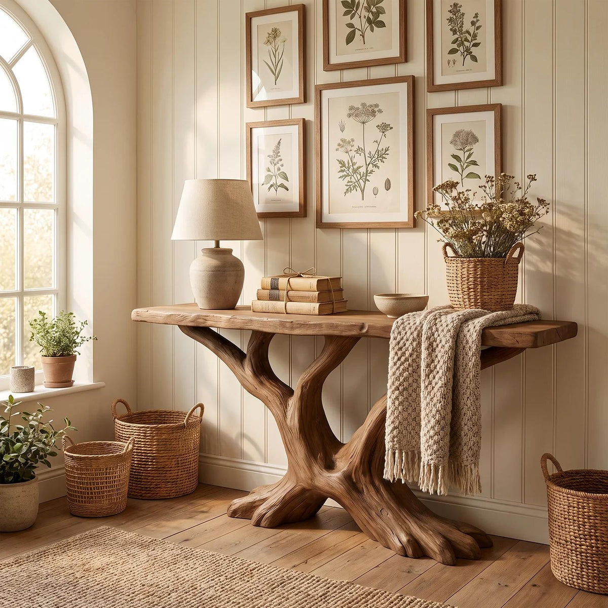 Contemporary Sculptural Console Table Modern Entryway