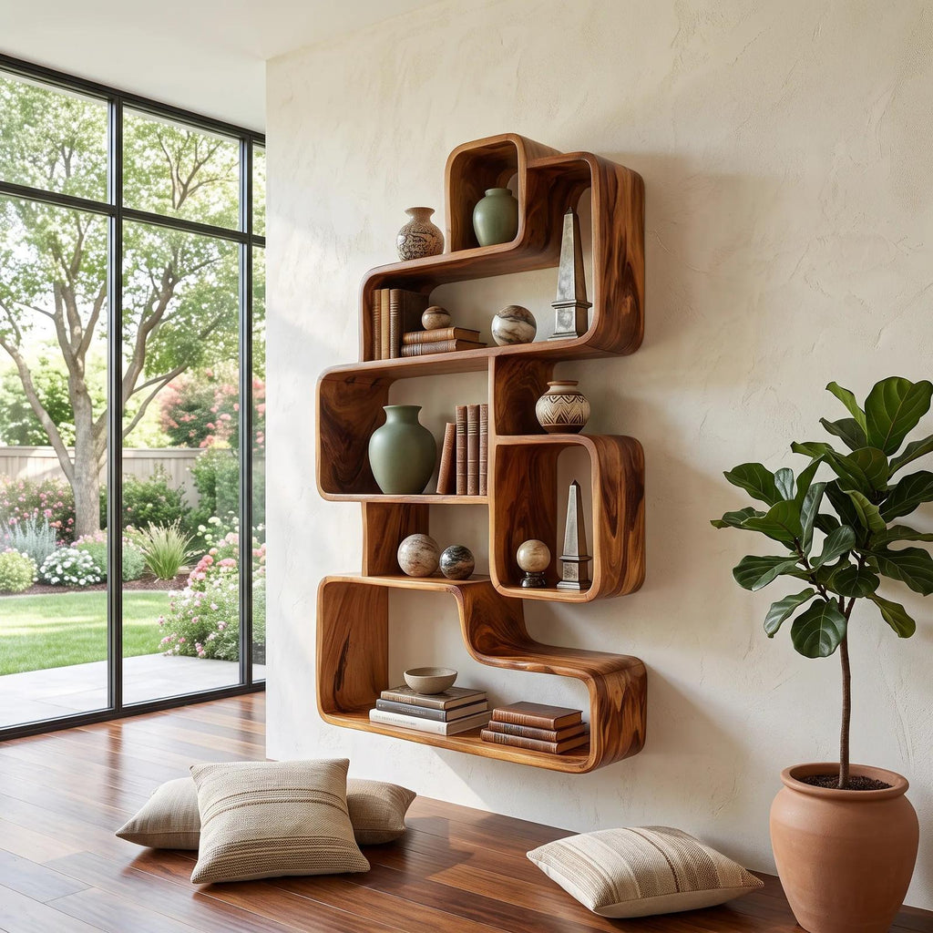 Farmhouse Wall Mounted Wood Shelves for Laundry Room