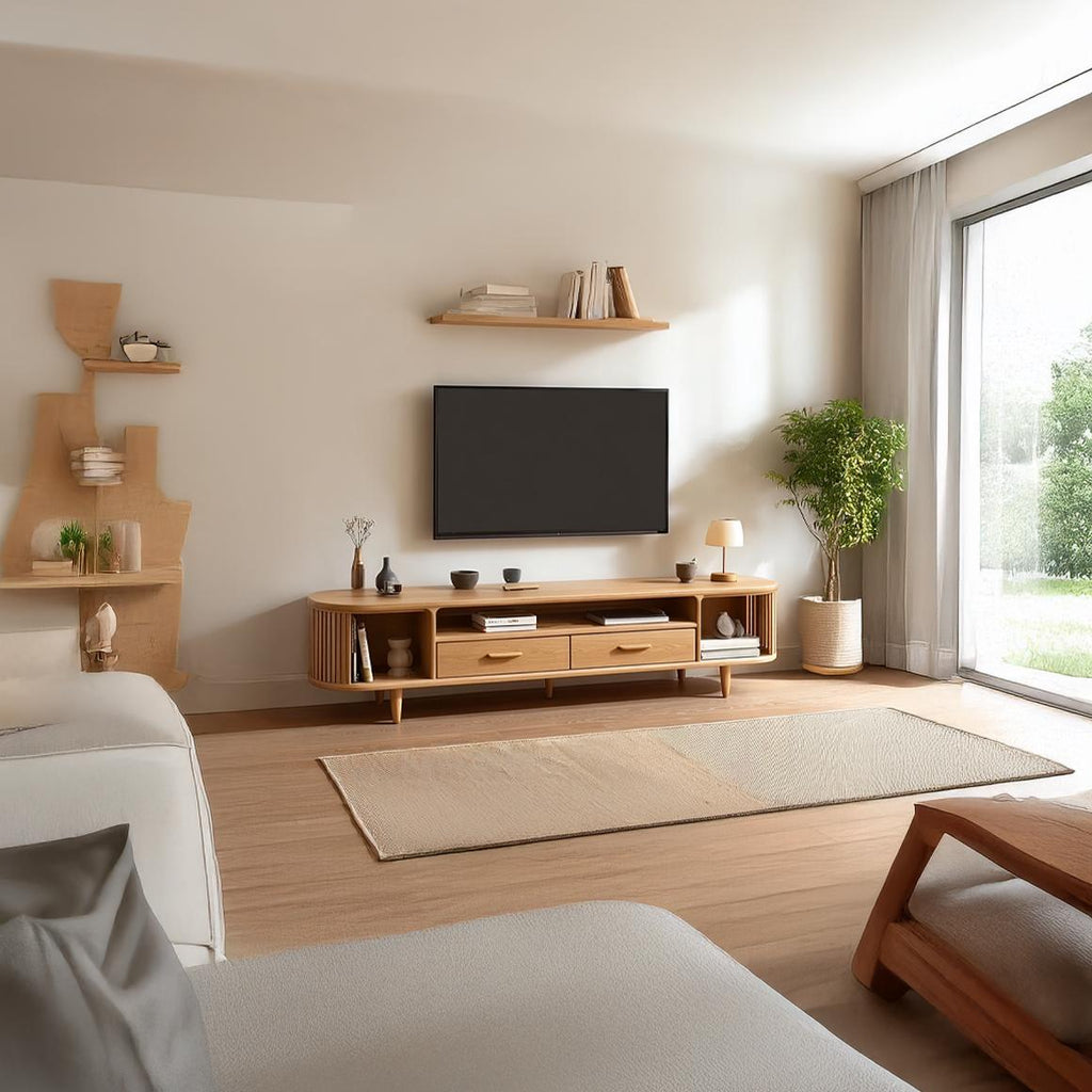 Mid-Century Solid Wood TV Stand, Retro Media Console Cabinet, Television Credenza for Bedroom & Living Room