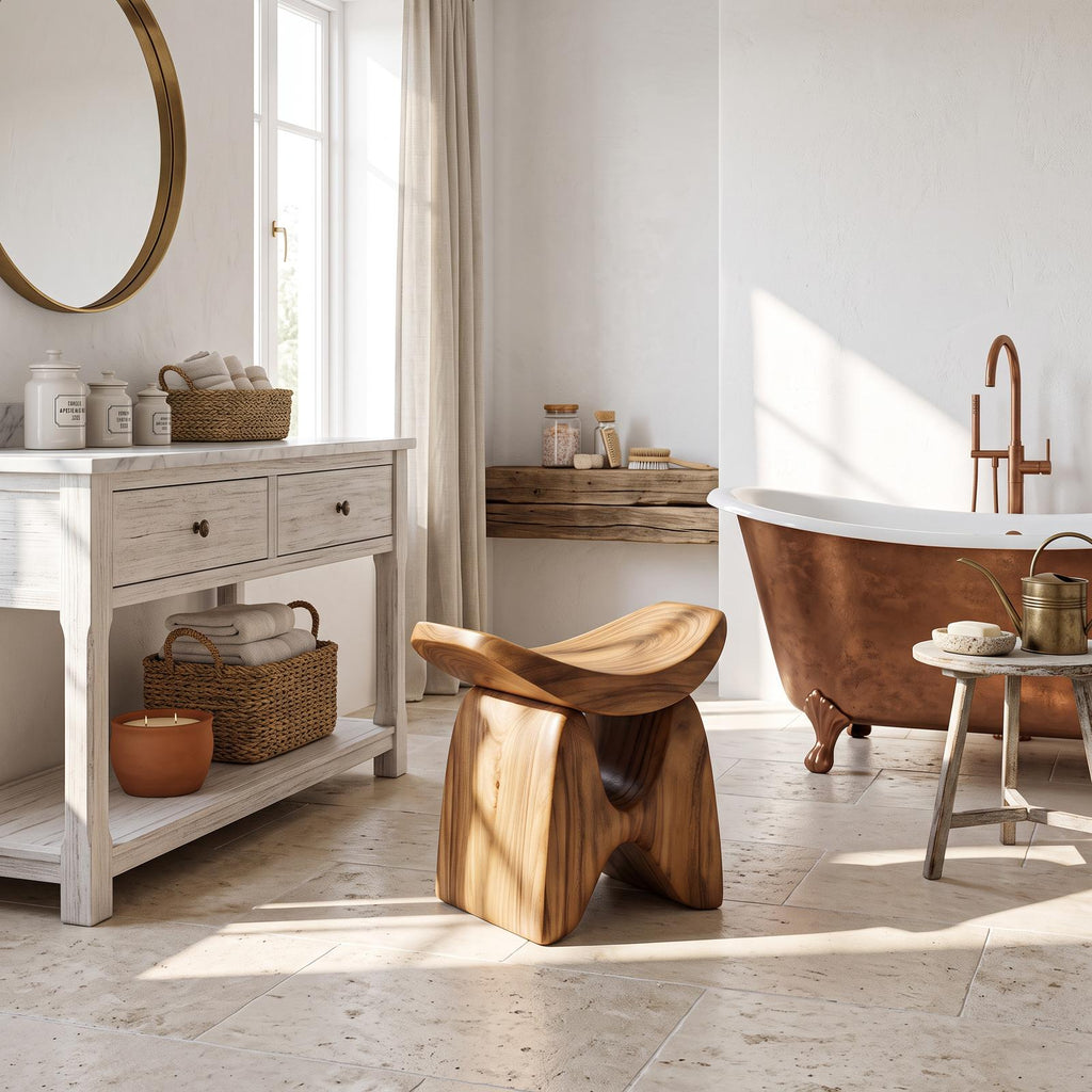 Mid Century Shower Stool For Elegant Bathroom Look