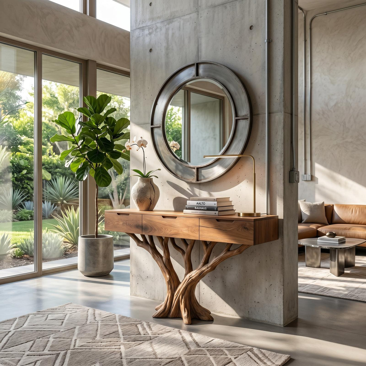 Industrial Tree Root Console Table Modern Loft