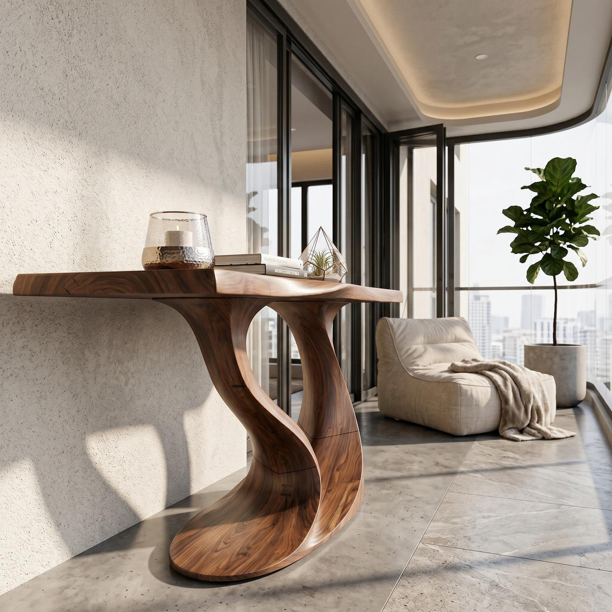 Contemporary Wave Base Console Table Luxury Hallway SILDTTRCS079