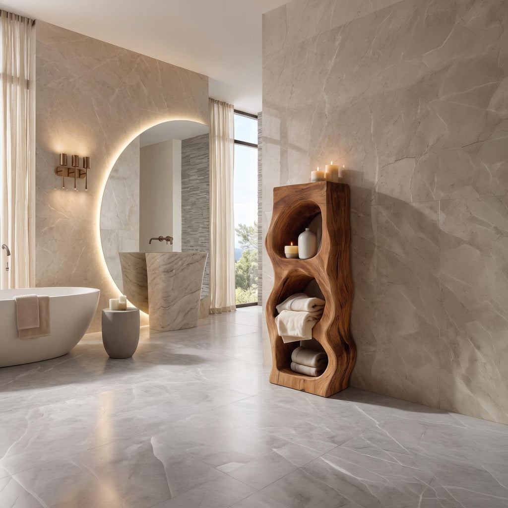 Organic Sculptural Bathroom Shelf For Towels Or Spa Essentials