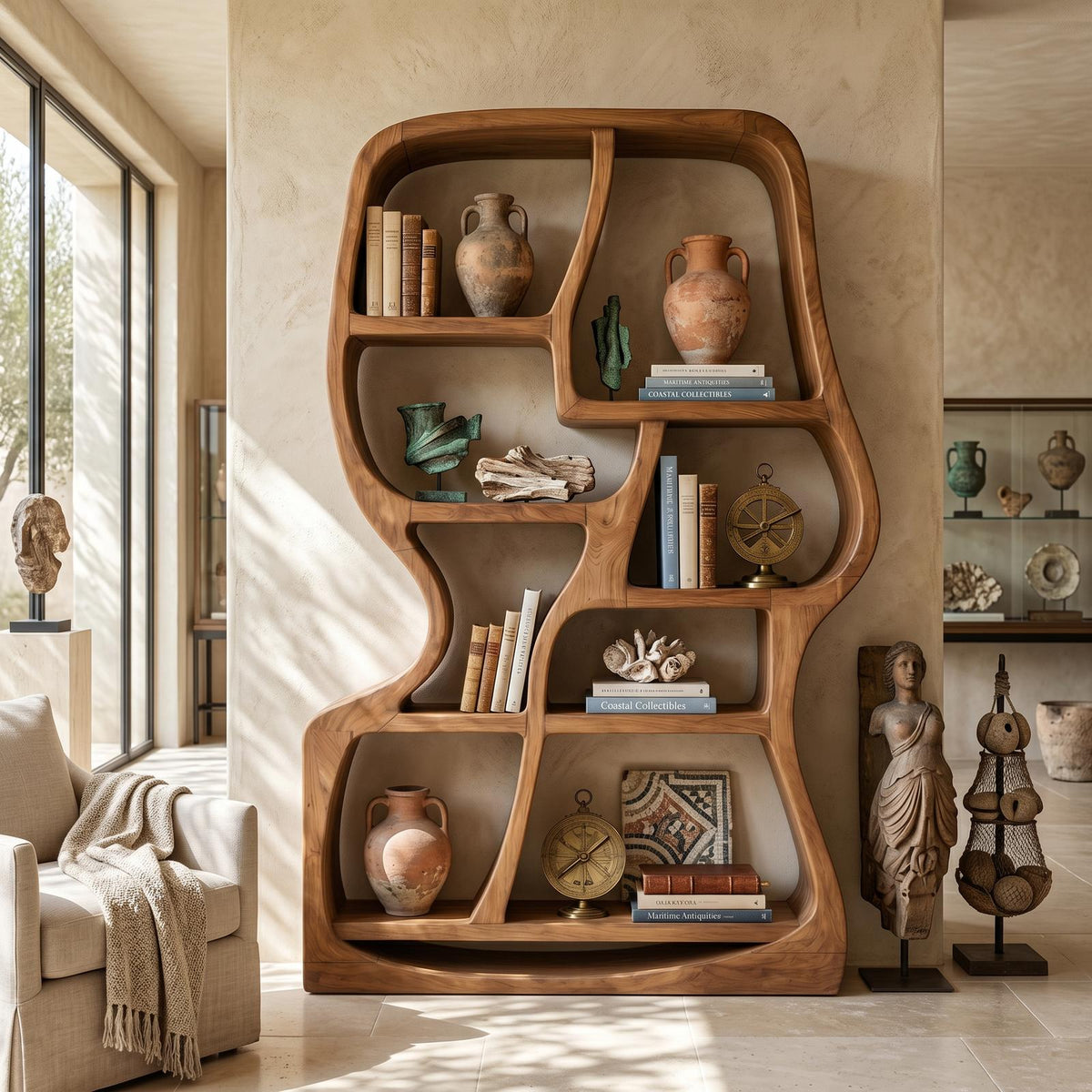 Modern Sculptural Bookshelf For Home Library Display