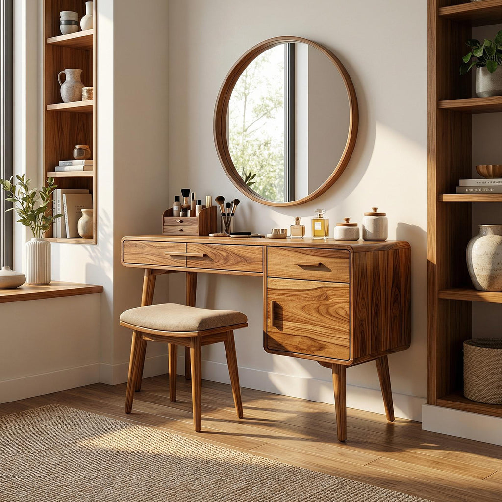 Spry Interior Contemporary Makeup Vanity Table with Storage, Modern Bedroom Dressing Desk & Beauty Station, SILDTTRMV019