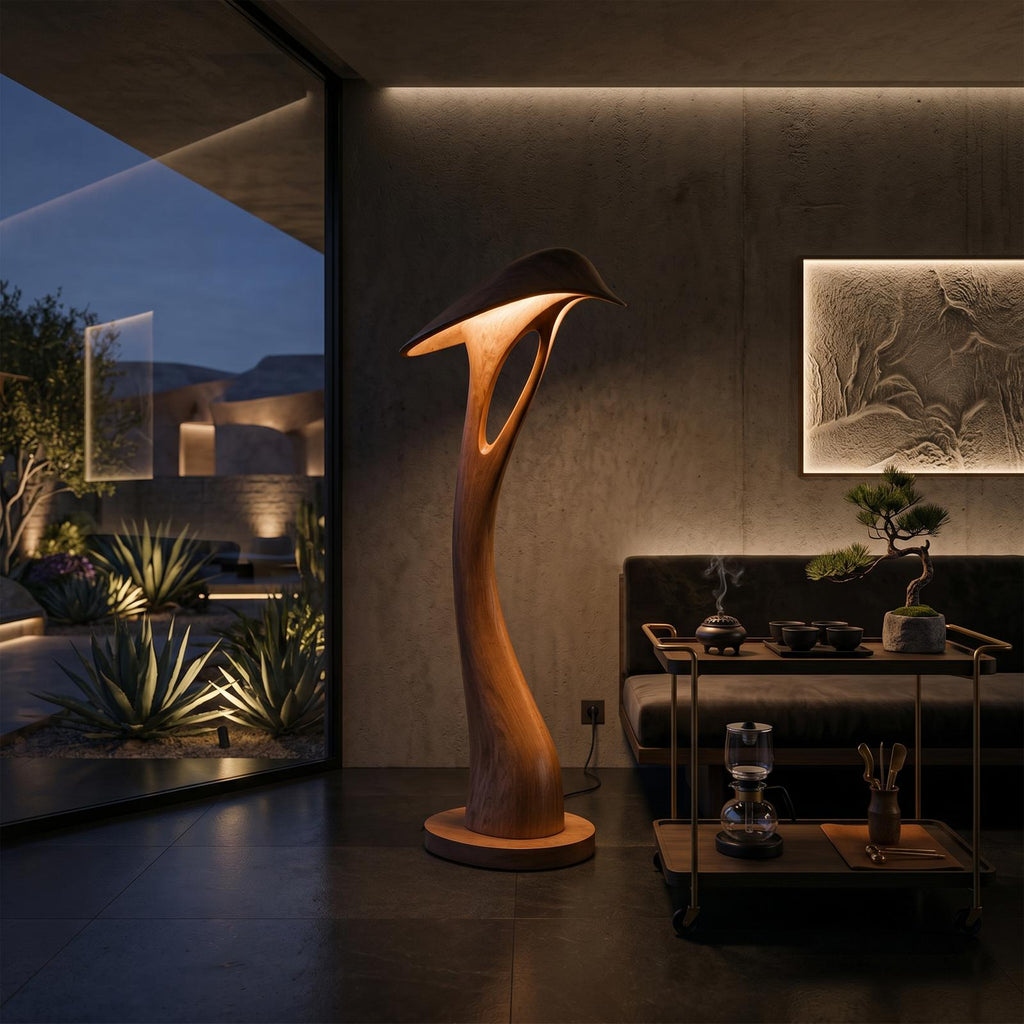 Organic Leaf Curve Floor Lamp For Reading Nook